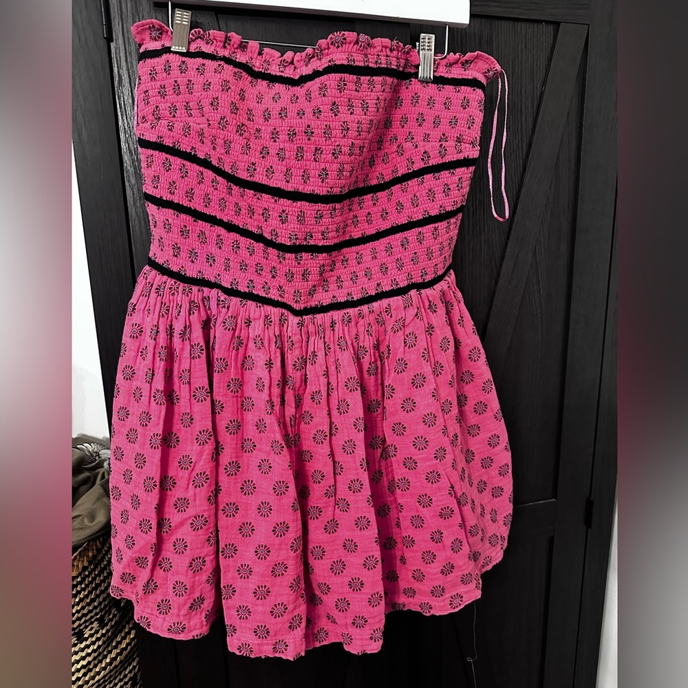 Free People Bali Checked Out Printed Romper Pink XL NWT